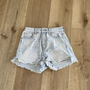 American Eagle Light Blue Floral Jean Shorts